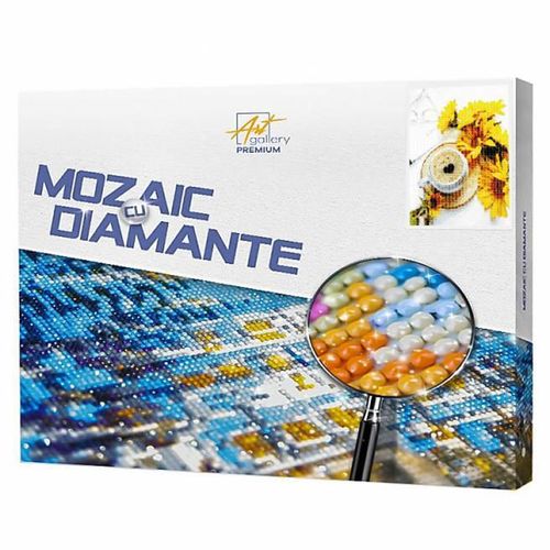 cumpără Tablou pe numere Art Gallery GA86120 Mozaic cu diamante 40x50cm Floarea soarelui si cafea în Chișinău 