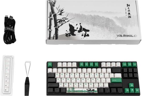 купить Клавиатура Varmilo VEA87 Panda R2 87Key, Cherry Mx Red, USB-A, EN/UKR, White Led, Green в Кишинёве 