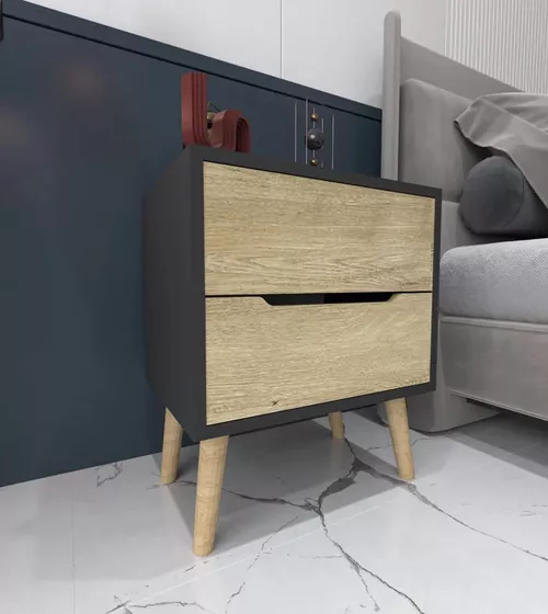 купить Тумбочка Trendy Flora-Anthracite, Sapphire Oak, 50x60x44cm в Кишинёве 