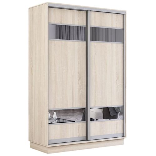 cumpără Dulap Mobildor-Lux Fox uși glisante din PAL cu elemente din oglindă (130x60x200H cm) Sonoma în Chișinău 