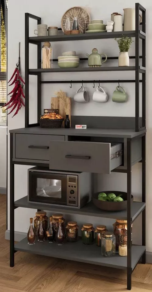 купить Этажерка Nex Home Многоярусный, для кухни, 2 ящика, 81,6x39,6x169 см, Антрацит (28-02-08) в Кишинёве 