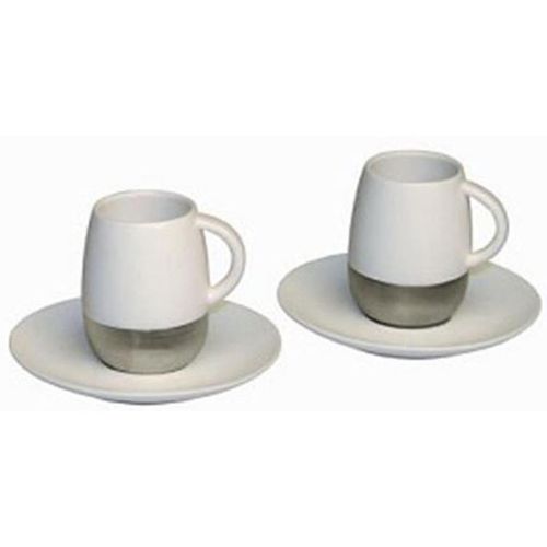 купить Чашка Tognana 42343 Metallica Набор чашек кофейных Metallica Platinum 2шт с блюдцами в Кишинёве 