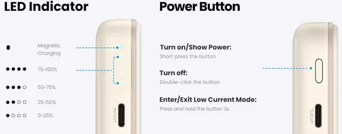cumpără Acumulator extern USB (Powerbank) Ugreen 25208 Mini Magnetic Wireless Qi 10000mAh, Beige în Chișinău 