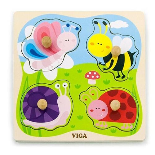 купить Головоломка Viga 50131 Flat Puzzle w/Big Wooden Knob Insect в Кишинёве 