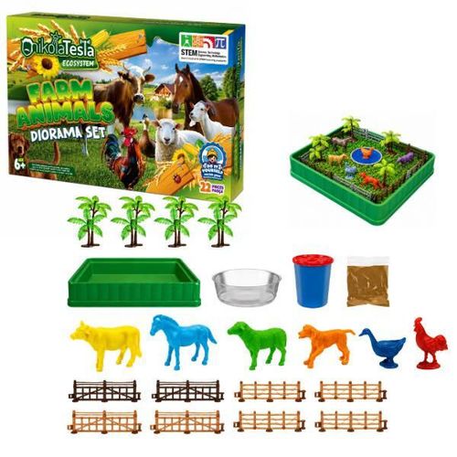 купить Набор для творчества Play Toys 3493 DIY Animale de fermă, dioramă cu nisip cinetic (Nikola Tesla) в Кишинёве 