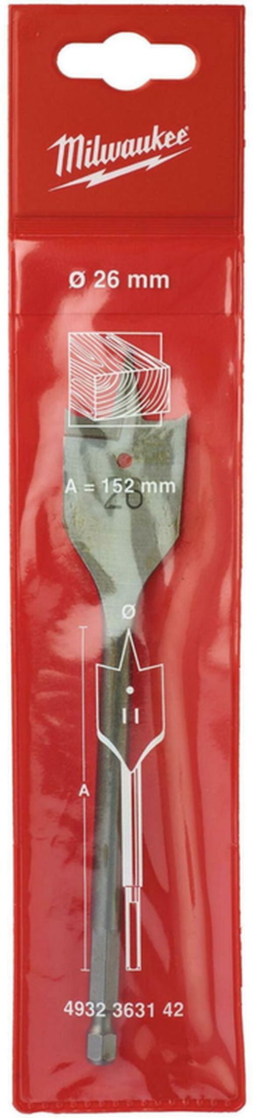 купить Сверло Milwaukee 4932363142 Burghiu plat pu lemn cu prindere 1/4Hex 26x152 в Кишинёве 