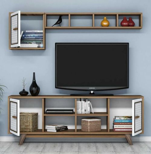 купить Стенка Trendy Ayla, Nuc, Alb 160x56x35cm в Кишинёве 