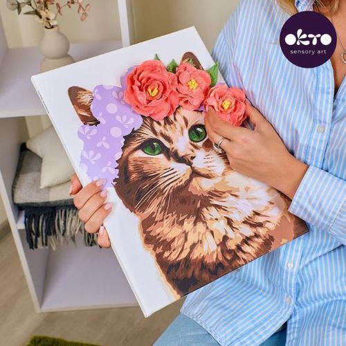 cumpără Set de creație Okto 30010 3D Pictură pe numere cu plastilină ușoară 30×40сm, Pisicuță frumoasă în Chișinău 