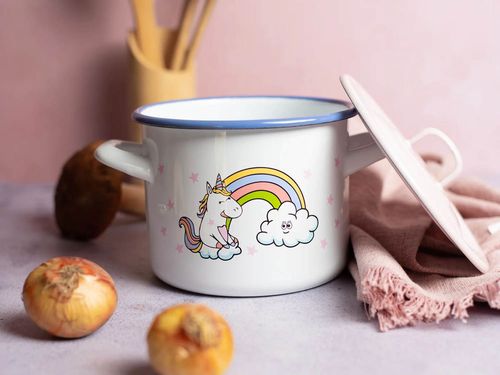 cumpără Cratiță Promstore 54149 Cratita emailata Unicorn 14cm, 1.5l, capac din metal în Chișinău 