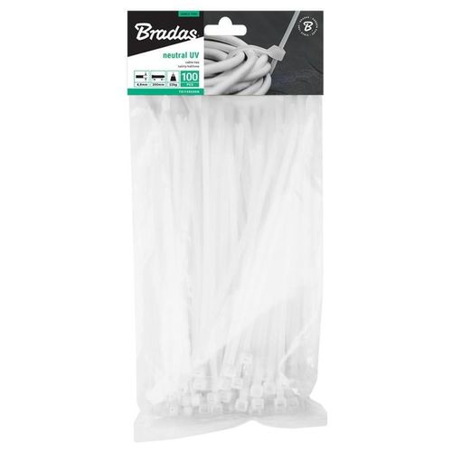 купить Набор ручных инструментов Bradas TS1176300N Coliere din nailon pentru cabluri 7.6x300mm, albe (100 buc.) в Кишинёве 