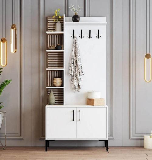 cumpără Mobilă pentru antreu Trendy Viyana D, Alb, 90x200x35cm (GTR001347) în Chișinău 