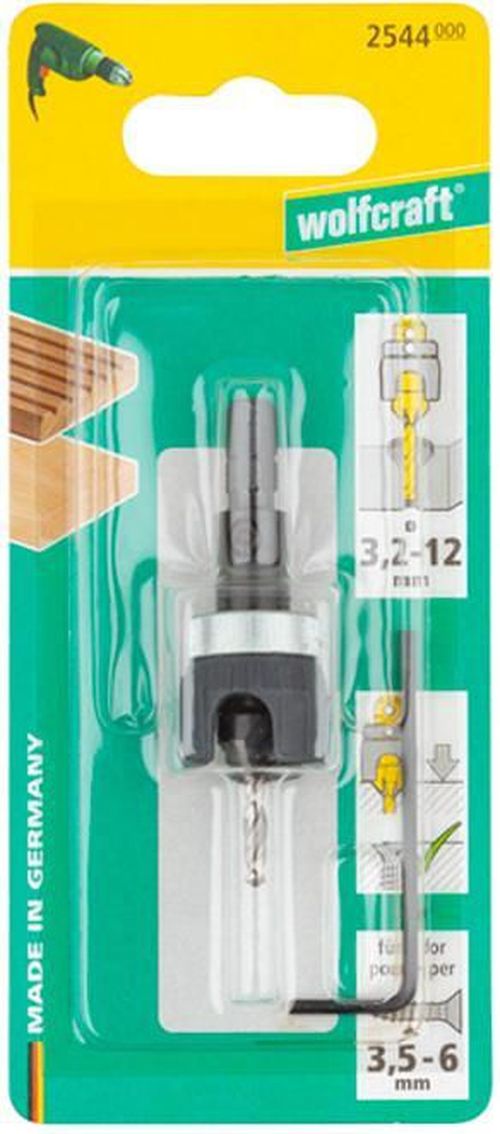 купить Сверло Wolfcraft 2544000 Burghiu pentru gaurire preliminara cu zencuitorsi si opritor de adâncime в Кишинёве 