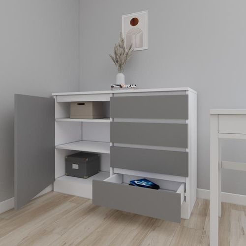 купить Комод Smartex (16067) Т2 80cm Alb+Grafit в Кишинёве 