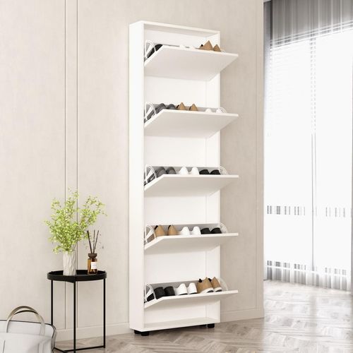 купить Полка для обуви Mobildor-Lux Leo Slim 90x16x203H cm White в Кишинёве 