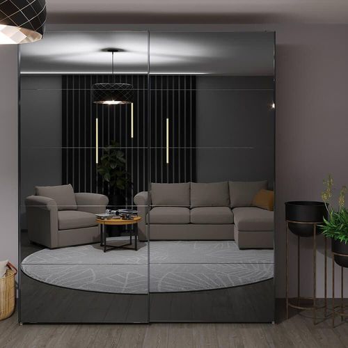 купить Шкаф Bayro Top line Napoli 2000x2300x580 серый камень, купе в Кишинёве 