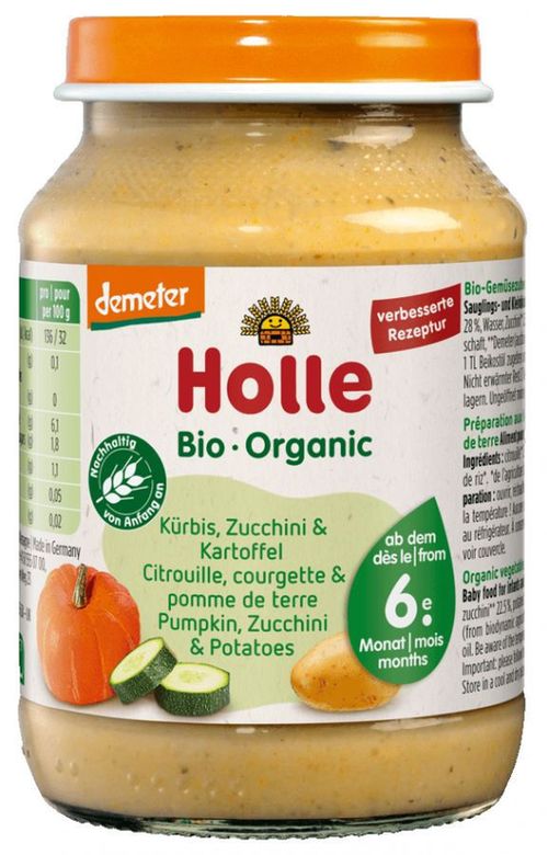 Пюре Holle Bio картофель, кабачок и тыква (6+ мес) 190 г 