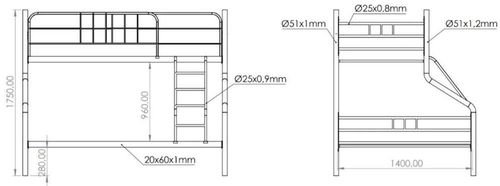 купить Кровать детская Evger R-70XL 90/140x200cm Grey в Кишинёве 