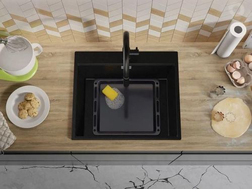 купить Мойка кухонная Primagran Oslo 60 Top Black + accesorii 530x580 MONKC в Кишинёве 