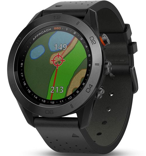 купить Смарт часы Garmin Approach S60, Premium - Black Ceramic Bezel with Black Leather Band в Кишинёве 