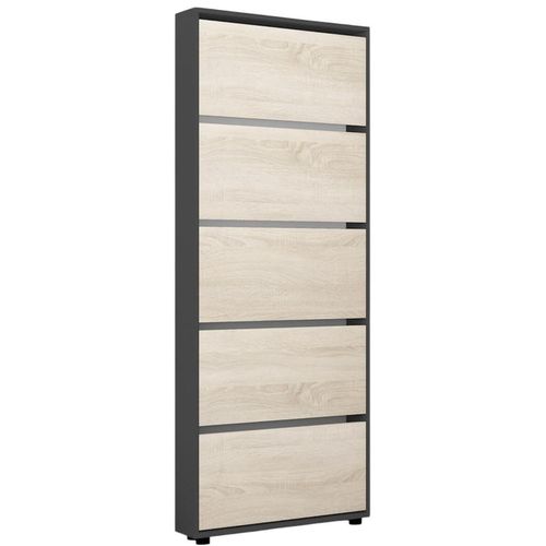 купить Полка для обуви Mobildor-Lux Leo Slim 100x16x203H cm Anthracite/Sonoma в Кишинёве 
