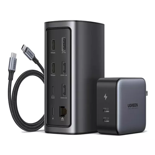 купить Переходник для IT Ugreen 90325 Docking Station 100W (13-in-1) CM555, Grey в Кишинёве 