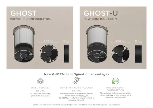 cumpără Recuperator O'ERRE Ghost Active, 25dB, 60m3/h, D.160, 93% în Chișinău 