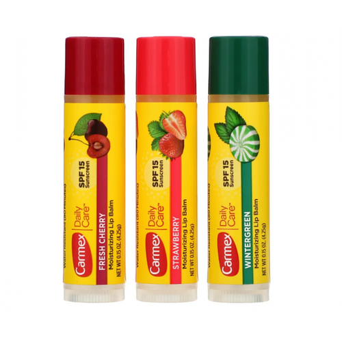 Set din balsame pentru buze Carmex Daily Care Lip Balm Variety 0.15 oz Pack of 3 (Stick in Blister Pack) 