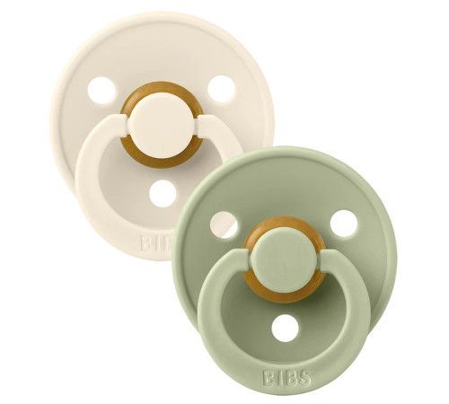 Suzete din latex rotunde BIBS Colour (0-6 luni) Sage & Ivory - 2 buc 