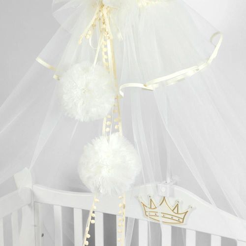 купить Кроватка PernaMea Baldachin Premium Pompom Ivory (PM.101301/3) в Кишинёве 