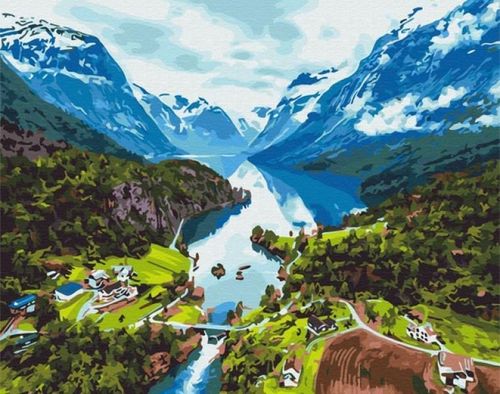 cumpără Tablou pe numere BrushMe BS28730 40x50cm (în cutie) Munții Alpi în Chișinău 