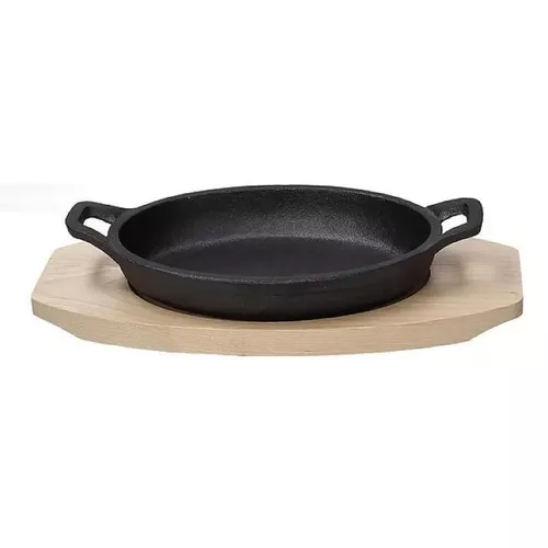 купить Сковорода Tognana 42293 Fusion Taste din fontă 17x11cm, pe suport de lemn в Кишинёве 
