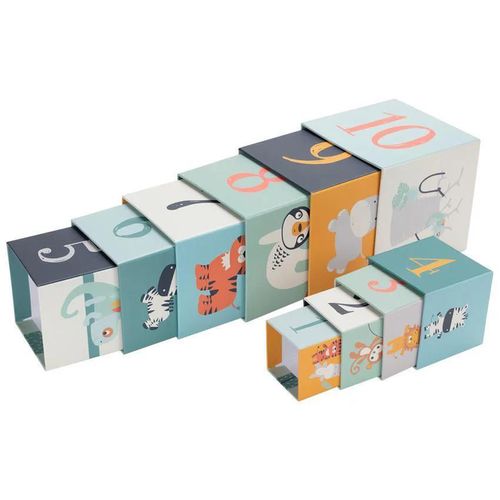 купить Игрушка Premaman PJQA5N-CCC-UNQ Set de cuburi Happy Wild, 10buc в Кишинёве 