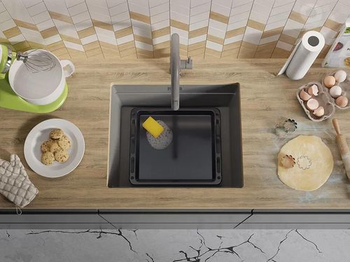 купить Мойка кухонная Primagran Prague 60 Level Undermount Grey + accesorii 470x460 MP6KS#P в Кишинёве 