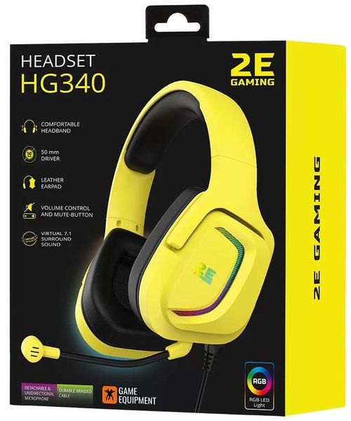 купить Наушники игровые 2E 2E-HG340YW-7.1 HG340 RGB USB 7.1 Yellow в Кишинёве 