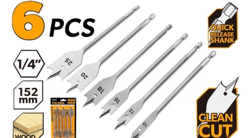купить Сверло Tolsen Set 6 burghii plate pentru lemn 10-25mm (75655) в Кишинёве 