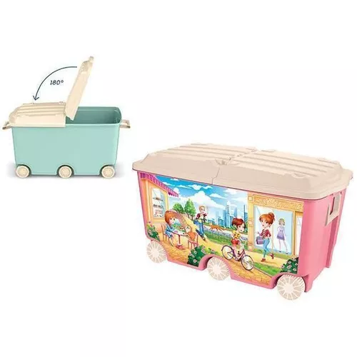 купить Короб для хранения Бытпласт 45689 Контейнер для игрушек Пластишка 66l, 69X40X39cm, розов в Кишинёве 