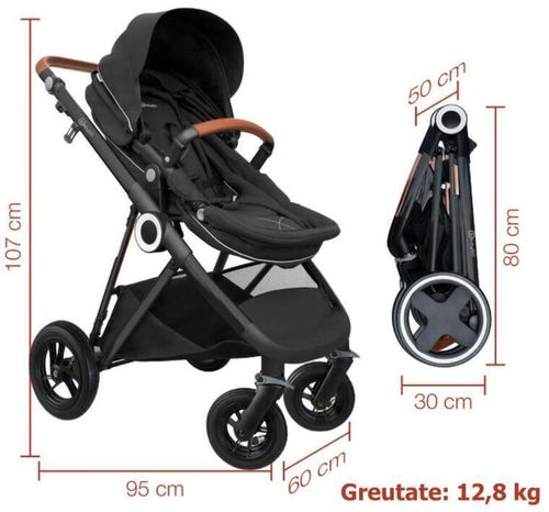 купить Детская коляска BabyGo BGO-76122 3 in 1 AIR Halime Black, cadru Black в Кишинёве 