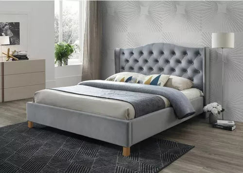 купить Кровать Signal Aspen Velvet 180x200 Gray/Oak в Кишинёве 