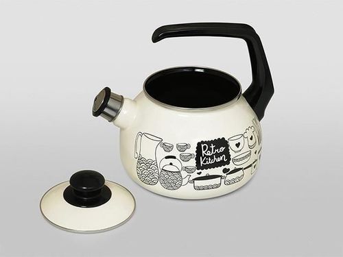 купить Чайник Metalac 57031 Ceainic emailat Retro D20cm, 2.5L, maner bachelit, cu fluier в Кишинёве 