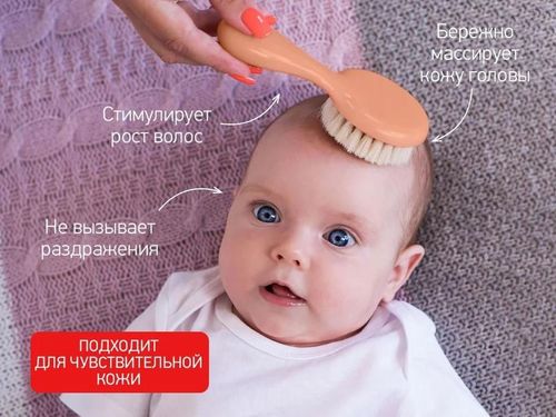 cumpără Set pentru îngrijirea bebeluşului Roxy Kids RBH-003-GR Расческа и щетка мягкая, ворс из овечьей шерсти, серый în Chișinău 