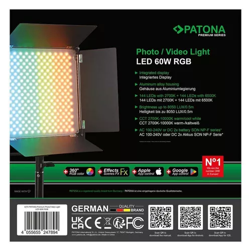 cumpără Iluminare pentru foto-video Patona Premium LED professional photo light video light LED 60W RGB în Chișinău 
