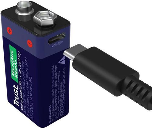 cumpără Acumulator Trust TR25745 USB-C Rechargeable Battery 9V Li-Ion, 400mAh, 6LR61 în Chișinău 