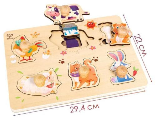 cumpără Puzzle Hape E1655 Puzzle Deșteptel Curtea Fermierului, 13 piese cu mânere în Chișinău 