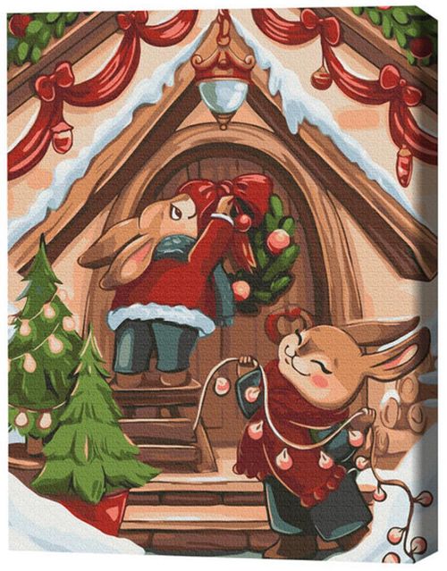 купить Картина по номерам BrushMe RBS1016FC 30x40 сm (fără cutie) Iepurași de sărbătoare в Кишинёве 