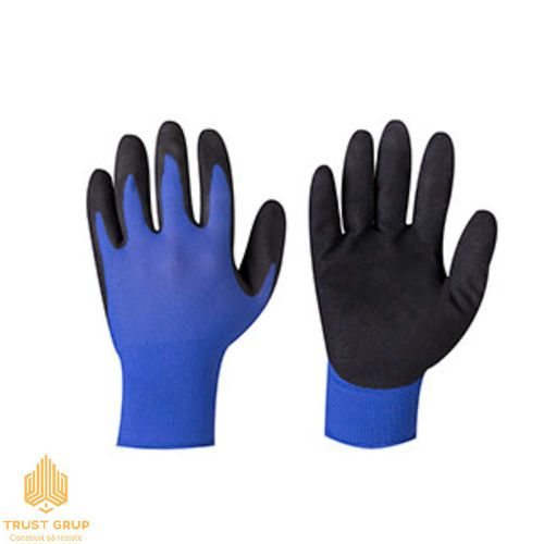 Перчатки стекольщика с частичным нитрил (чёрный/синий) 