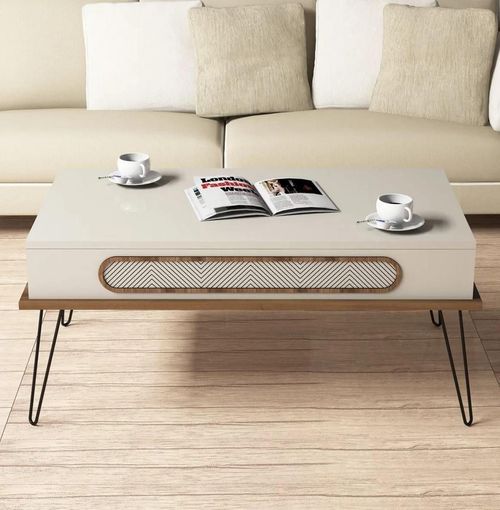 купить Журнальный столик Trendy Экол, кремовый 105x45x56 см в Кишинёве 