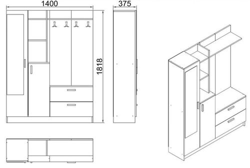 cumpără Mobilă pentru antreu Trendy DD5-AW, 140x181x36cm (GTR001393) în Chișinău 