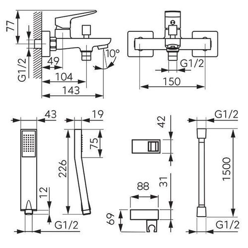 cumpără Baterie pentru cadă Ferro VITTO BVI11VL (cada-dus) în Chișinău 