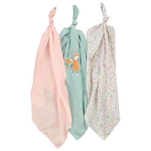 купить Аксессуар для пеленания Premaman PBRDWV-ROC-UNQ Set 3 pelinci din bumbac Forest Animals в Кишинёве 