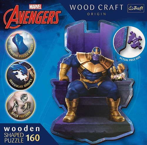 cumpără Puzzle Trefl 20184 Puzzles - 160 Wooden Shaped Puzzles - Thanos on Throne / Disney Marvel Heroes FSC în Chișinău 